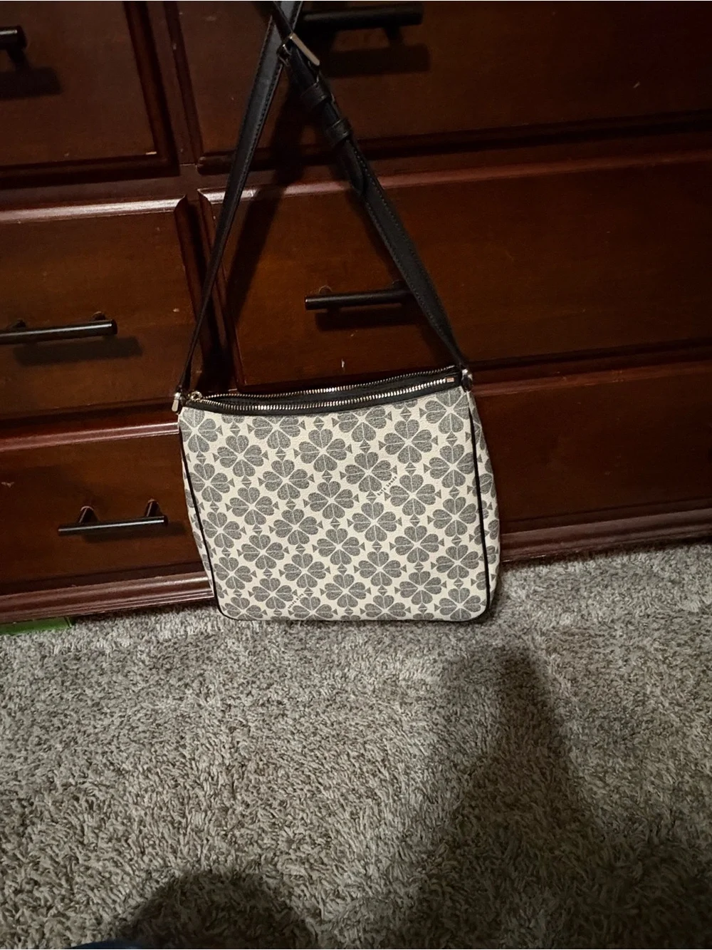 kate spade Cream and Gray Floral Crossbody Bag
